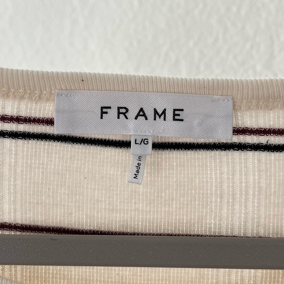 FRAME | Classic Old Money Edie Button Detail Striped Sweater | Size Large - Picture 3 of 9